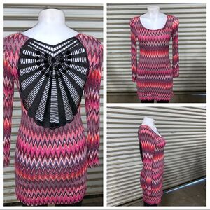 Retro style dress with geometric crochet stretchy beading spider web size small